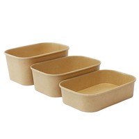 Boîte alimentaire rectangulaire en papier kraft personnalisée avec logo OEM, 500ml, 750ml, 1000ml, 1100ml, jetable, pour salades et repas à emporter