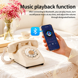 Téléphone fixe sans fil rétro ABS compatible <span class=keywords><strong>Google</strong></span> Assistant, rechargeable par USB, téléphone de bureau vintage, couleur personnalisée, 16 Go - Product Image 3