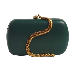 Bolso de mano elegante de piel sintética para mujer, bolso de noche metálico con diseño de serpiente, bolso de hombro con cadena desmontable para salir de noche o fiestas - Product Image 3