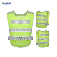 Gilet de sécurité réfléchissant en maille filet de pêche avec bandes en PVC cristallin, à enfiler, orange jaune haute visibilité, léger et facile à transporter