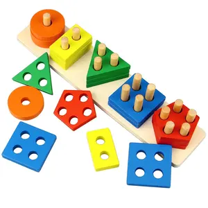 Giocattoli puzzle per bambini, blocchi impilabili in età prescolare per la selezione dei colori giocattoli educativi in legno Montessori//