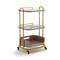 Chariots de coiffure et de beauté roulants en acier inoxydable or et blanc pour salons de coiffure et instituts de beauté