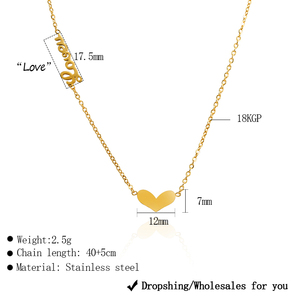 TG 18K chapado en oro <span class=keywords><strong>de</strong></span> acero inoxidable <span class=keywords><strong>carta</strong></span> <span class=keywords><strong>de</strong></span> <span class=keywords><strong>amor</strong></span> corazón colgante collar estilo <span class=keywords><strong>de</strong></span> moda para el <span class=keywords><strong>aniversario</strong></span> <span class=keywords><strong>de</strong></span> las mujeres - Product Image 6