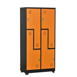 เฟอร์นิเจอร์สำนักงานที่ทันสมัยสีส้ม4ประตูและ2ส่วนวัสดุการจัดเก็บโลหะตู้ตู้เสื้อผ้ารูปตัว Z ตู้เหล็ก