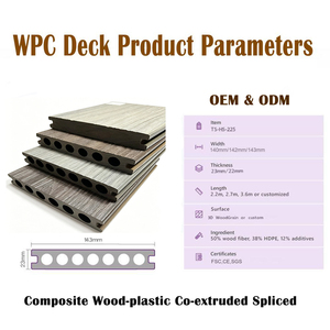 Planches de terrasse en WPC massif à longue durée de vie, 142*22mm, imperméables, pour piscine, jardin, terrasse - Product Image 3