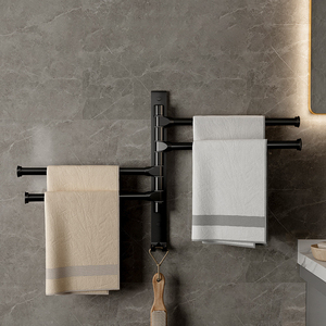 CXT469 Bathroom Aluminum Towel Rack <strong>Shower</strong> Room Multi Link Storage <strong>Shelving</strong> No Hole Rotation Towel Hanging Rod - Product Image 3