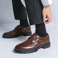 Nouvelles Chaussures Monk en Cuir pour Hommes 2025 avec Boucle Métallique, Oxfords Formels Élégants pour le Bureau