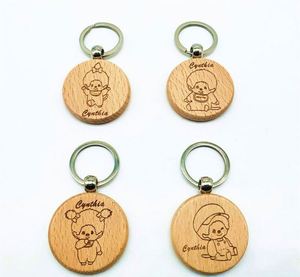 Promotion de gros usine : Porte-clés rond en bois créatif pour gravure, petit cadeau en bois - Product Image 6