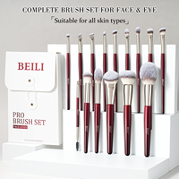 Kit de pinceaux de maquillage à manche rouge, pinceaux cosmétiques professionnels pour le visage et les yeux, logo personnalisé, marque privée pour les marques de beauté
