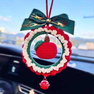 Nouvelles décorations <span class=keywords><strong>de</strong></span> Noël en <span class=keywords><strong>tricot</strong></span> pour accessoires <span class=keywords><strong>de</strong></span> voiture, couronnes et cadres <span class=keywords><strong>de</strong></span> porte pour décorations festives - Product Image 6