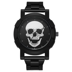 Montre à Quartz Tendance pour Homme avec Cadran Tête de Mort, Bracelet en Acier Inoxydable Noir, Style Gothique Punk, Montre-Bracelet Décontractée et à la Mode, Vente en Gros - Product Image 3