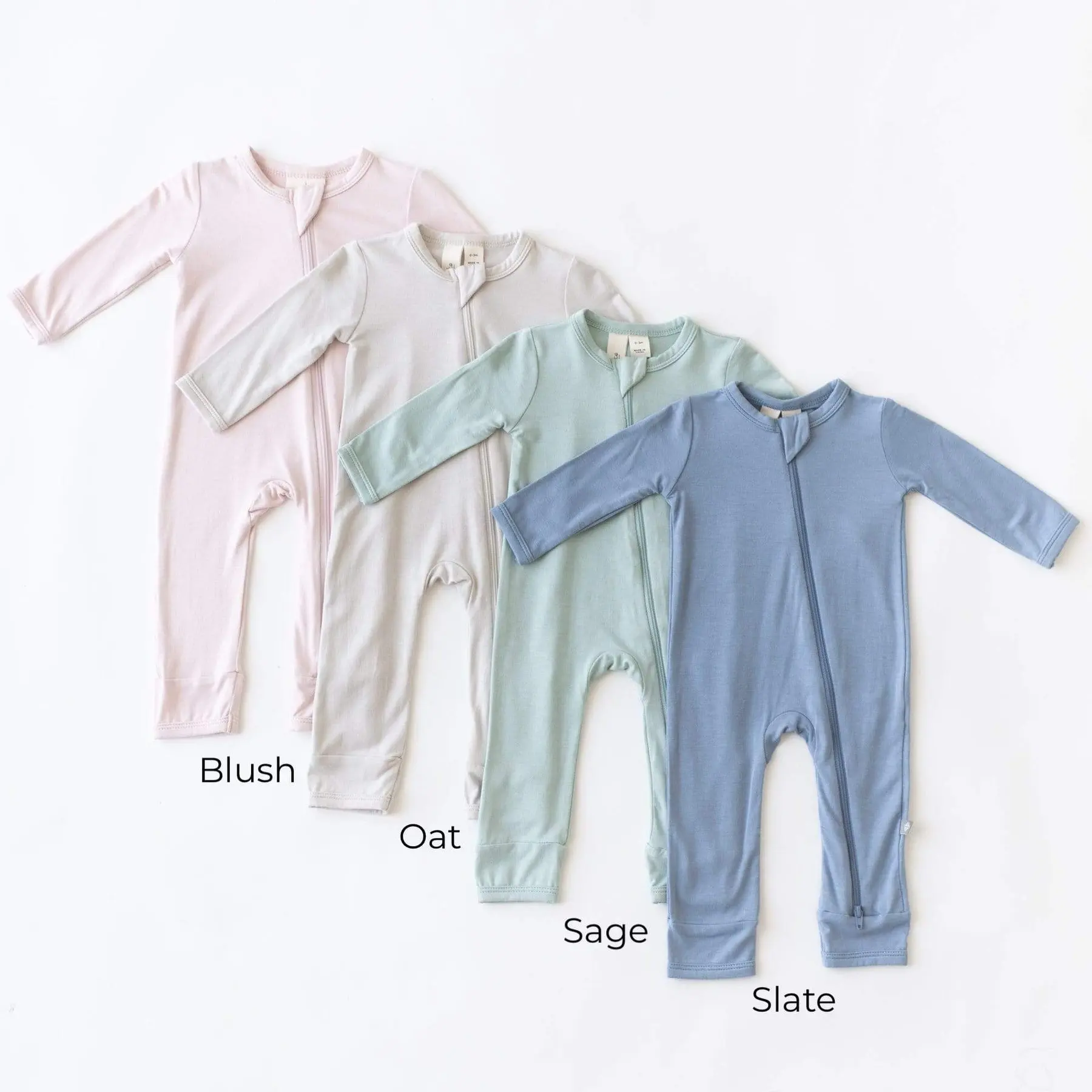 Customized Zipper Closure Solid Color Soft Jumpsuit Toddler Baby 97% Bamboo Rayon+ 3% Spandex Rompers 0-24 Months