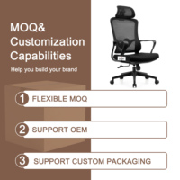 Chaise ergonomique pivotante avec dossier entièrement en maille, dossier haut, appui-tête, roulettes, confortable, pour bureau, ordinateur, maison, bureau