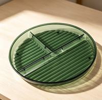 Assiette ronde à 3 compartiments verticaux, plateau de service en plastique pour petit-déjeuner, salade, fruits, organisateur de table