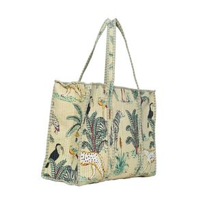 Printed Block Print <b>Tote</b> <b>Bag</b> with Border Cream Handmade Premium Quality Classical Design In Wholesale Price <b>For</b> Women - Product Image 3