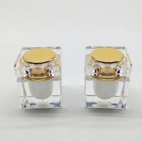 Pot cosmétique carré transparent avec couvercle doré, conteneur vide en acrylique pour le stockage de crème pour le visage