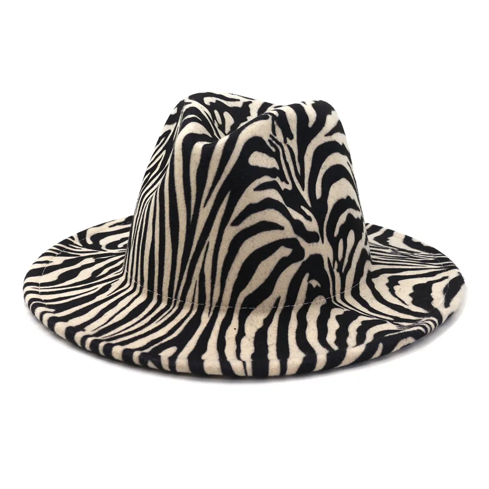 Ganze verkauf Zebra Tier Druck Fühlte Fedora Hüte Frauen Unisex Männer cheetah drucken Hut