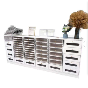 Nail Art <b>Table</b> Eyelash Nail Salon Nail Polish Storage Display Counter Medieval Style <b>Walnut</b> Color Solid Wood Nail Art Cabinet - Product Image 3