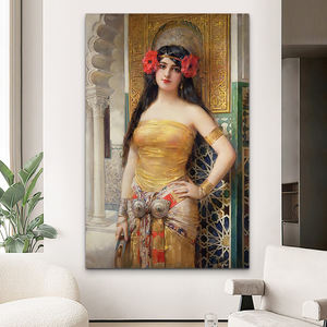 Personnalisation oeuvre d'hôtel peinte à la main <span class=keywords><strong>peinture</strong></span> à l'huile sur toile <span class=keywords><strong>femme</strong></span> orientale avec tambourin égyptien <span class=keywords><strong>arabe</strong></span> art <span class=keywords><strong>peinture</strong></span> murale - Product Image 4