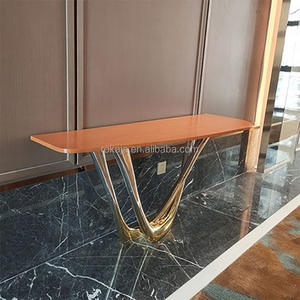 Console di design di lusso in marmo da tavolo con Base in metallo dorato ingresso tavolo da salotto decorativo per hall Hotel - Product Image 5