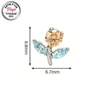 Customized G23 Titanium Piercing Jewelry Cute Korean Floral Earrings Wholesale Fashion Fine Stud Daith Flower Earrings for Women