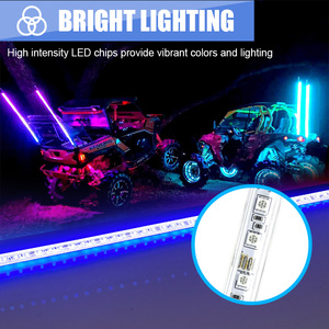 Chất lượng cao ứng dụng điều khiển từ xa 2/3/4/5ft RGB xe roi ánh sáng cực thắp sáng ăng ten roi roi ánh sáng cờ cực cho ATV UTV - Product Image 2
