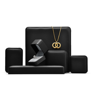 FANXI Custom Ring <b>Box</b> Pedant <b>Box</b> High End <b>Black</b> PU Leather Jewelry Packaging <b>Box</b> with Logo - Product Image 1
