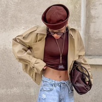 Manteau court décontracté en coton épais pour femme, style workwear, inspiré des créateurs, coupe ample, avec chapeau détachable – Collection Automne