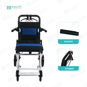 כסא גלגלים ידני מתקפל מאלומיניום, גלגלים קטנים, נייד, כסא ניידות לסיוע לנכים - Product Image 4