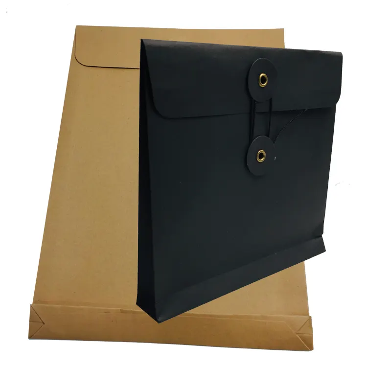 Коричневые конверты из крафт-бумаги с застежкой на пуговицах и завязках, деловые конверты для хранения приглашений на встречу