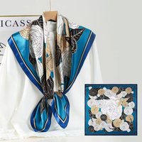 Écharpe en soie 100% de luxe 90x90cm pour femmes, bords roulés à la main, imprimé floral numérique, logo personnalisable