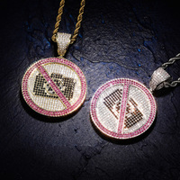 Pendentif hip-hop en zirconium plaqué or, motif personnalisé, pour homme et femme, accessoire de collier cool pour boîte de nuit et hipster
