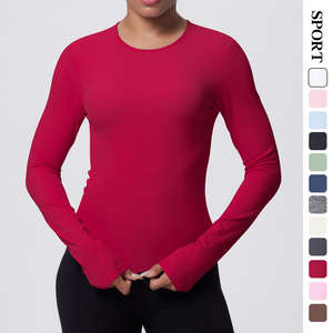 Haut de yoga à manches longues pour femme, finition brossée, idéal pour l'entraînement intensif, le Pilates, la course et les activités sportives printanières - Product Image 1