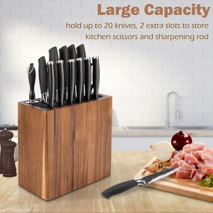<b>Safe</b> Space Saver <b>Knives</b> Storage Stand for Countertop <b>Knife</b> Holder Organizer Acacia Wood Universal <b>Knife</b> Block - Product Image 2