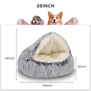 BSCI usine lit pour chat rond doux en peluche moelleux à capuche chat lit grotte pour chats d'intérieur ou petits chiens lits - Product Image 6