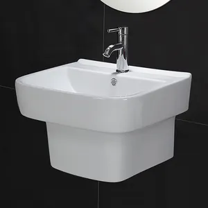 新しいセラミックシンクヨーロピアンスタイルのバスルーム洗面台ユニークな台座洗面台自立型の小さな壁の吊り下げ式シンク