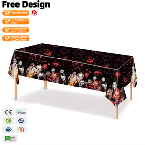 Housse de table rectangulaire Halloween 54x108 pouces, thème <span class=keywords><strong>film</strong></span> d'horreur <span class=keywords><strong>zombie</strong></span> sanglant, imperméable pour événements et fêtes - Product Image 1