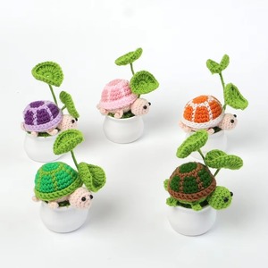 Factory Wholesale Handmade Crochet Mini Turtles Potted Toys Knitted Flowers Wool HandMade Crochet Home Car <b>Table</b> <b>Decoration</b> - Product Image 1