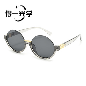 Women <b>Sunglasses</b> <b>Round</b> <b>Frame</b> Black Pc Lens Uv400 Type 3 Sunshades For Outdoor Use - Product Image 4