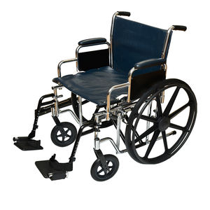 Silla de ruedas bariátrica de acero cromado para trabajo pesado con reposapiés oscilante, asiento ancho de 22 pulgadas, capacidad de 500 libras, color negro - Product Image 2