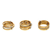 Bague Gaovo double couche en acier inoxydable motif écaille de poisson pour homme, minimaliste avec pierre incrustée, empilable, bijou tendance pour le quotidien