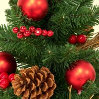 Mini-sapins de Noël artificiels en PVC Merry Tree pour table (vert et rouge) avec cônes de pin et baies, tailles 30-60 cm, personnalisables pour Noël