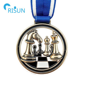 Nhà Sản Xuất Chất Lượng Tùy Chỉnh 3D Antique Vàng Bạc Bronze <span class=keywords><strong>Checkers</strong></span> Champion Cờ Vua Huy Chương - Product Image 3