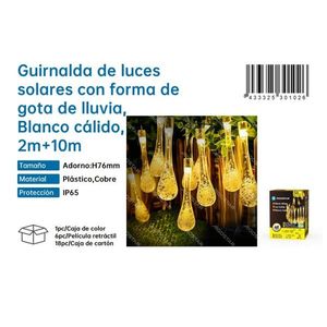 Tila Led Solar Water Drop 2m+10m Rgb Colorful Outdoor <b>String</b> Lights - Product Image 3