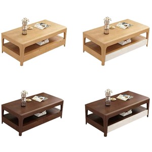 Nordic Solid Wood <b>Coffee</b> <b>Table</b> Double Layer With Drawers Modern Minimalist Living Room Furniture - Product Image 5
