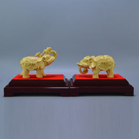 Vente en gros d'usine 1 pièce Expédition Entreprise commerciale Feng Shui Décoration de bureau Modèle Éléphant en or 24 carats