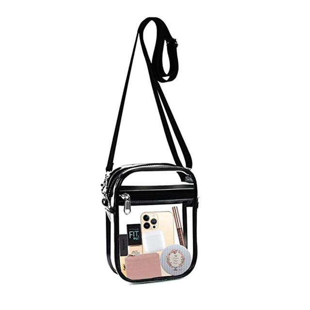 Women Man Stadium Approved 2 Pockets Transparent Messenger Shoulder Purse PVC Crossbody Clear Stadium Approved Bag