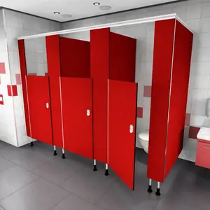 Washroom Partition Custom Kids Children Red PVC Composite Board Toilet Washroom Cubicle School Toilet Partition System