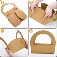 Paniers en papier pour cadeaux, panier en kraft avec poignée en vrac, boîtes à biscuits vides pour desserts, collations, beignets, pâtisseries, paniers cadeaux