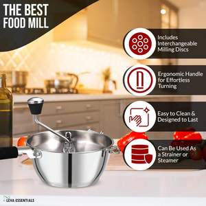 Moulin à Confitures Manuel en Acier Inoxydable, Presse à Boue, Pommes <span class=keywords><strong>de</strong></span> Terre, <span class=keywords><strong>Broyeur</strong></span> <span class=keywords><strong>de</strong></span> Fruits avec 3 Disques <span class=keywords><strong>de</strong></span> Meulage - Product Image 6